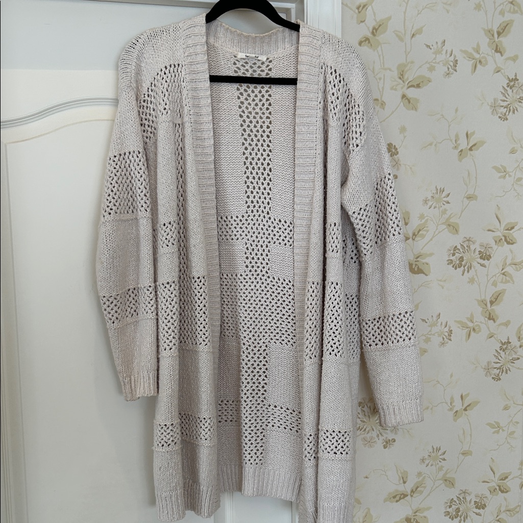Splendid Cream Open-Knit Long Cardigan Size Xs